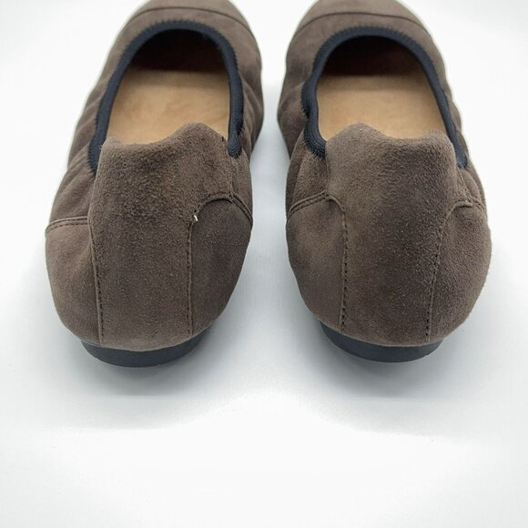 Vionic Orthotic Suede Ballet Flats Natalia Dark Taupe Black Trim Support Sz 9 - Picture 4 of 9